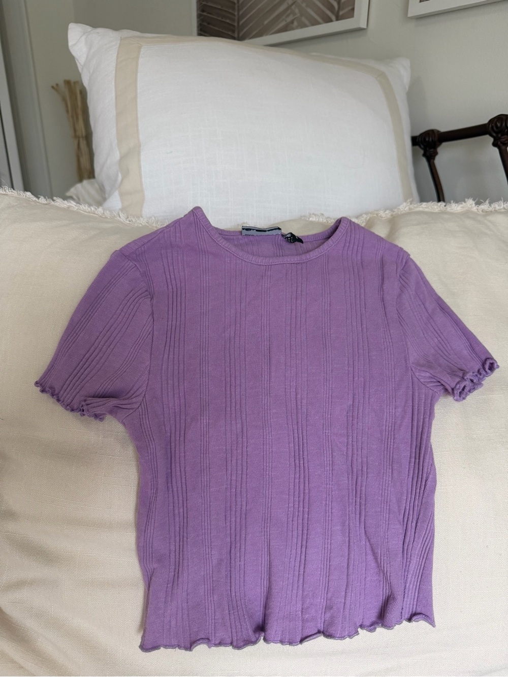 ASOS Purple Ribbed Short-Sleeve Knit Top